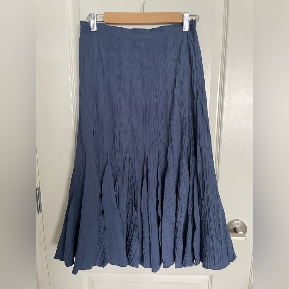 ADAM JACOBS Blue Panelled Fit & Flare Midi Skirt XS